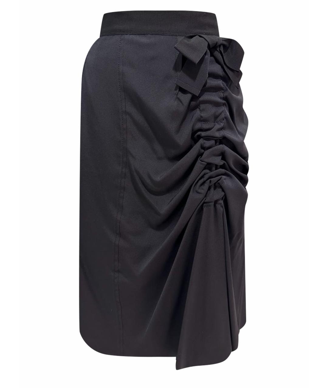 NINA RICCI Черная шелковая юбка миди, фото 1