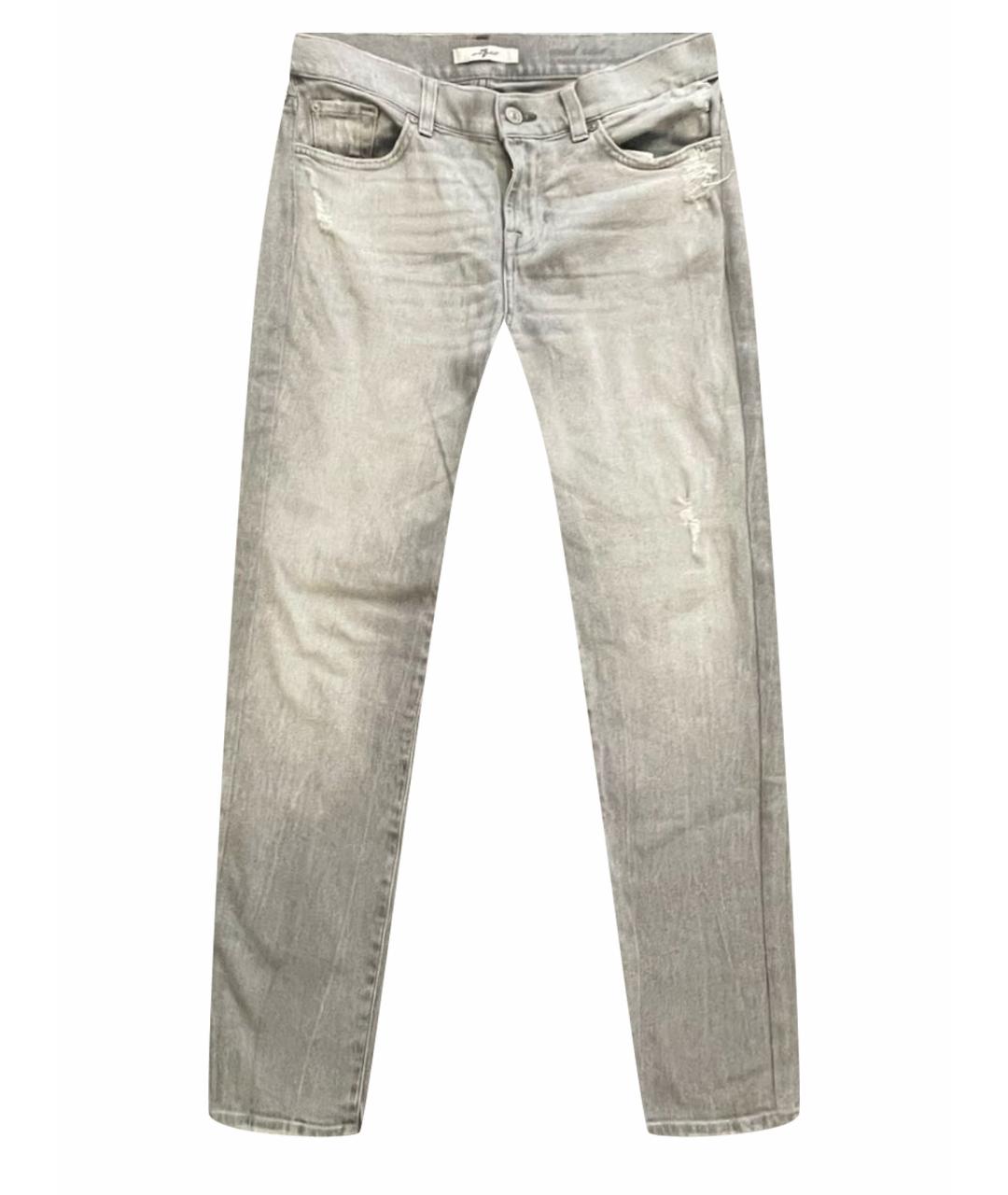 7 FOR ALL MANKIND Серые хлопко-эластановые джинсы слим, фото 1