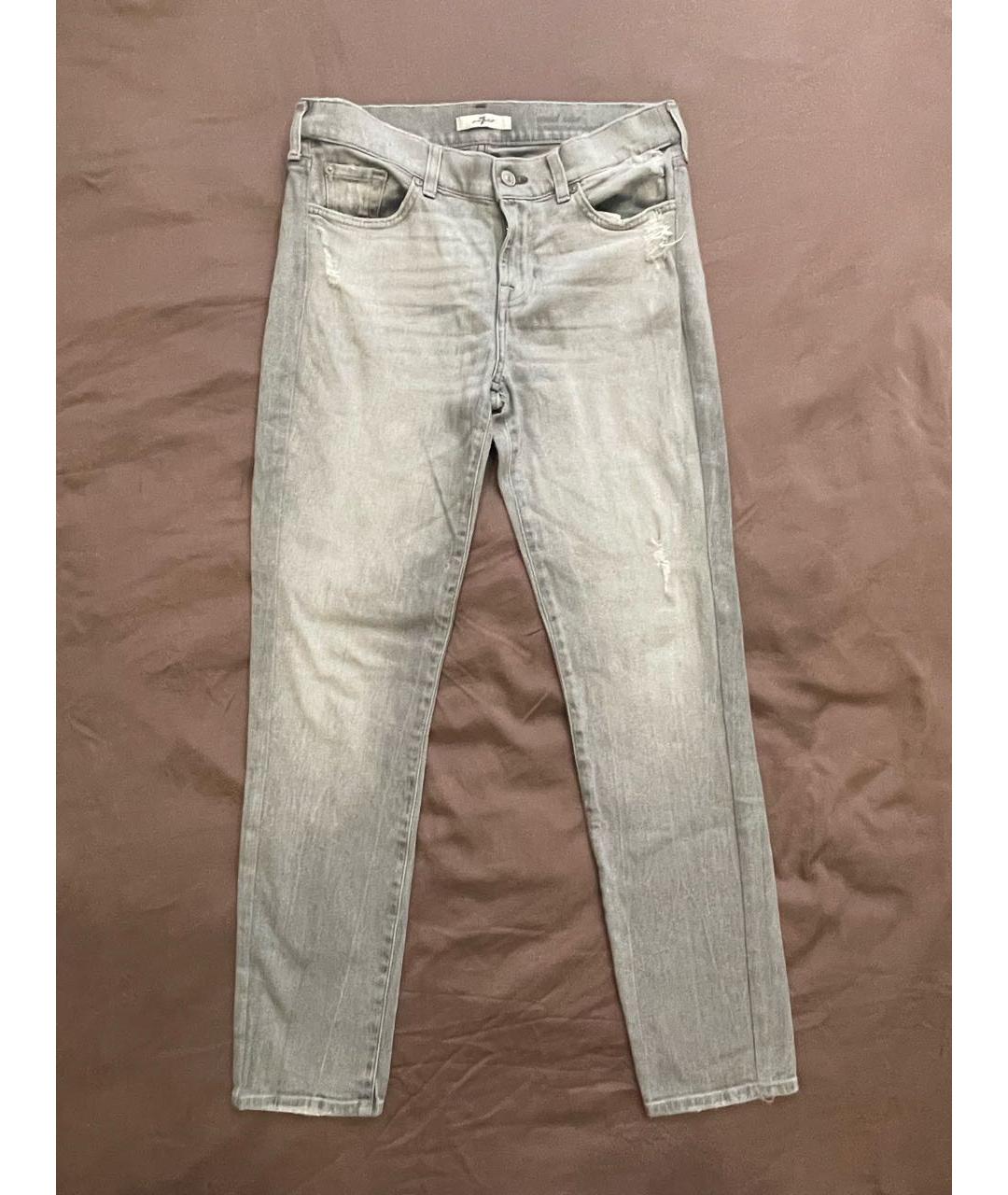 7 FOR ALL MANKIND Серые хлопко-эластановые джинсы слим, фото 8