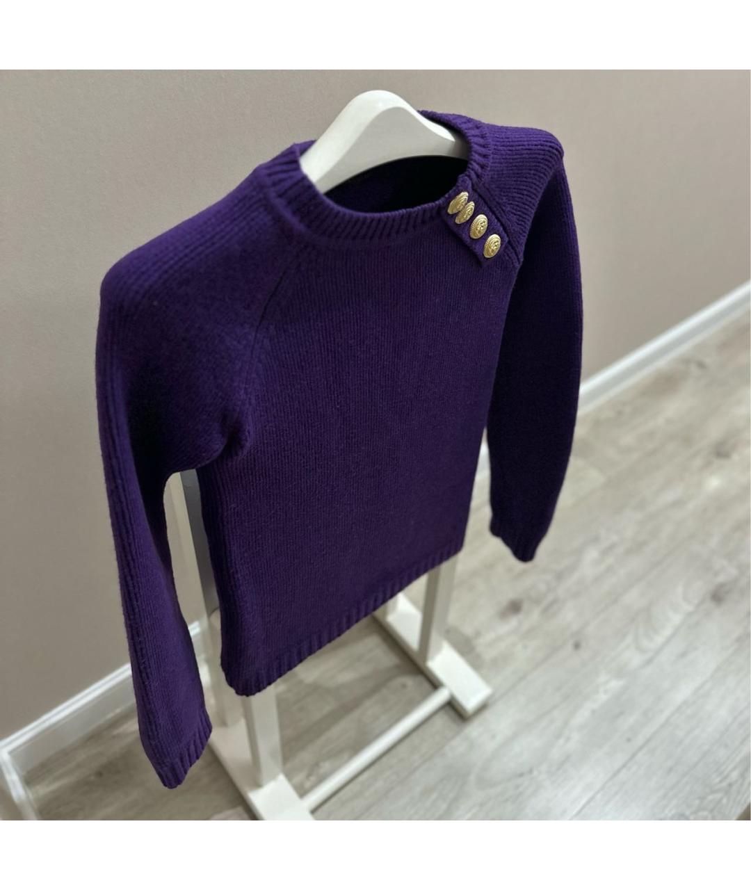 BALMAIN Фиолетовый шерстяной джемпер / свитер, фото 5