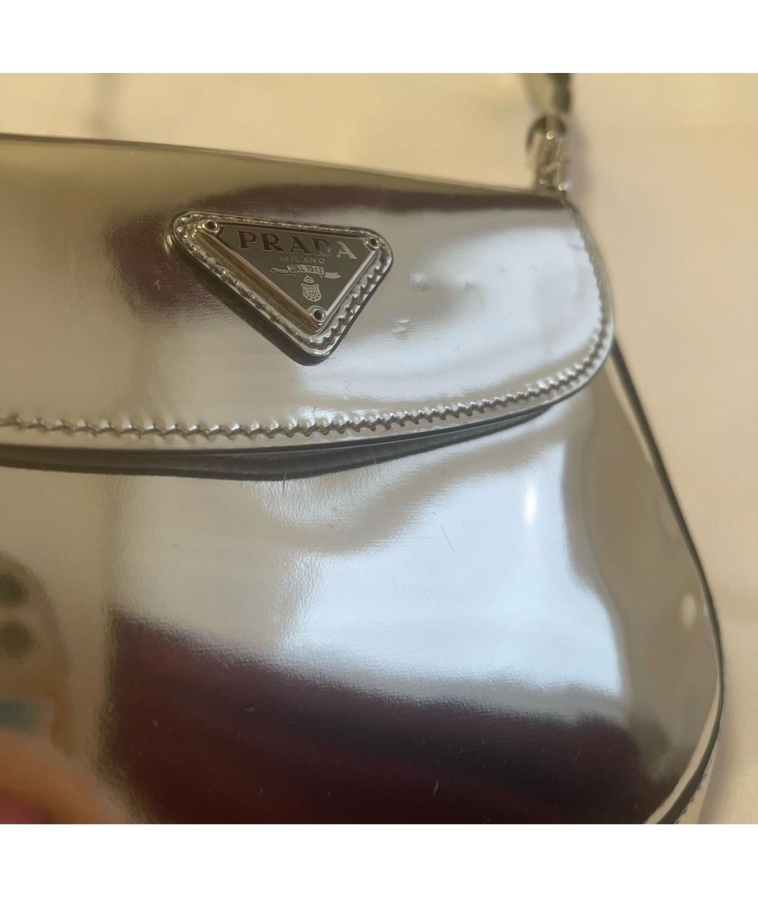 PRADA Серебряная кожаная сумка через плечо, фото 5