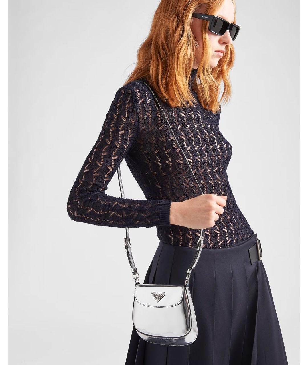 PRADA Серебряная кожаная сумка через плечо, фото 3