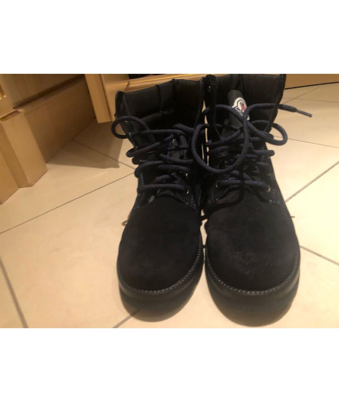 MONCLER Темно-синие замшевые высокие ботинки, фото 2