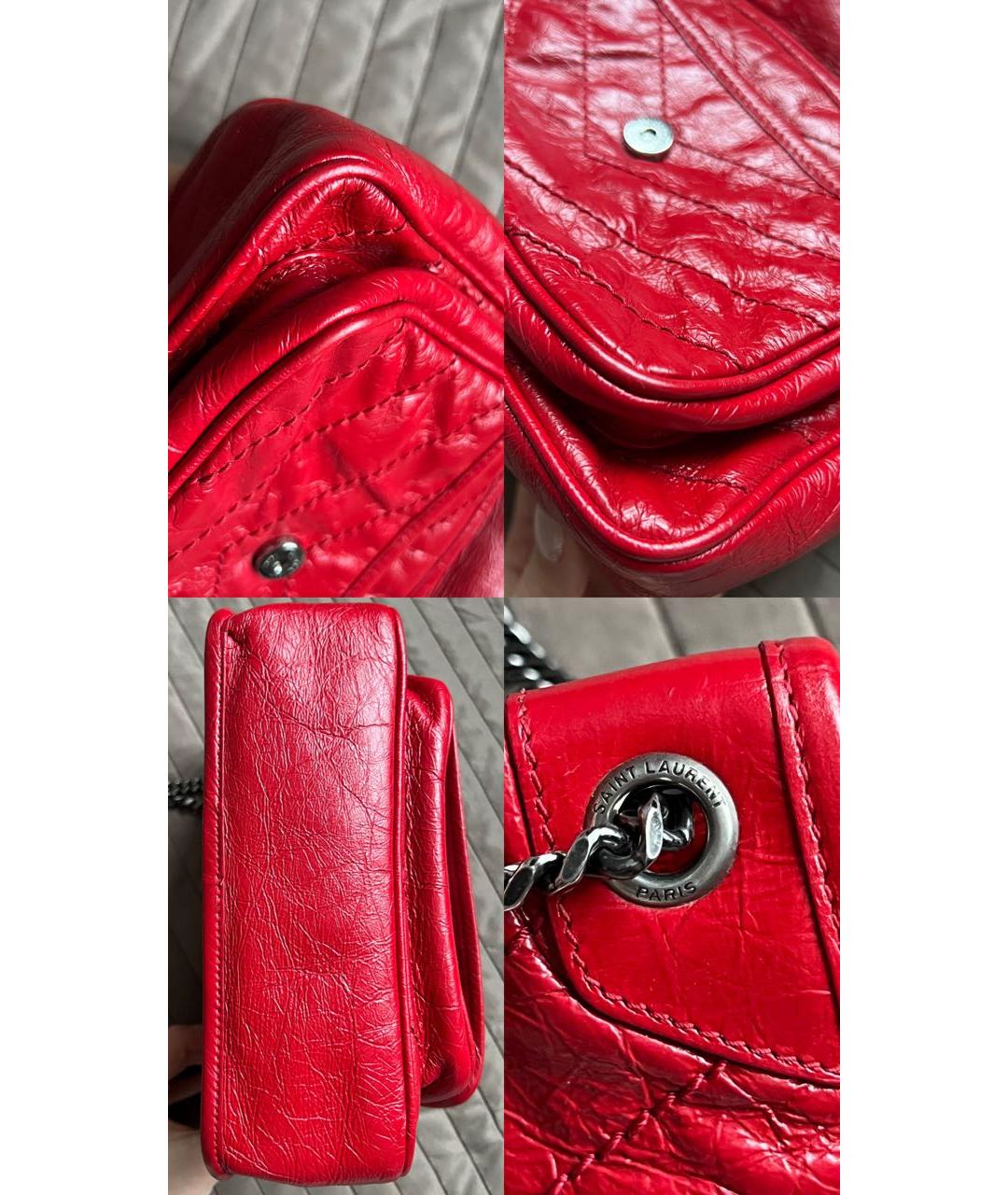 SAINT LAURENT Красная сумка через плечо из лакированной кожи, фото 6