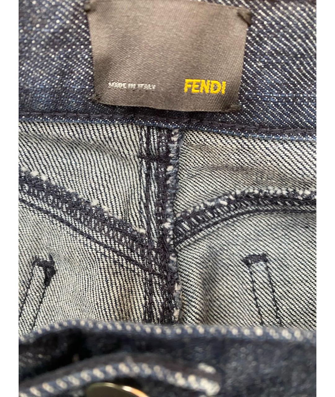 FENDI Темно-синие хлопковые джинсы клеш, фото 3