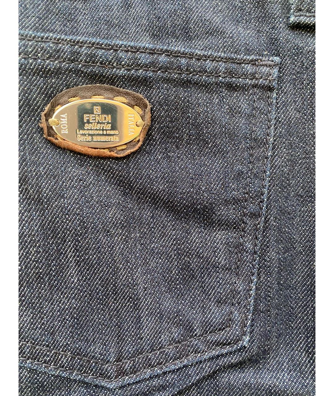 FENDI Темно-синие хлопковые джинсы клеш, фото 4