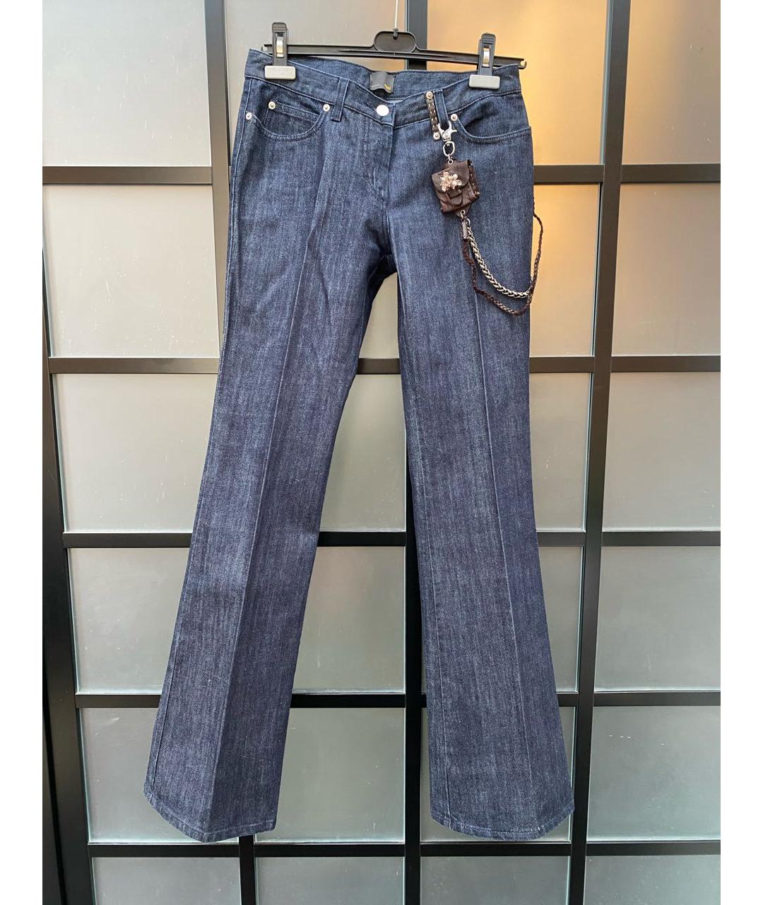 FENDI Темно-синие хлопковые джинсы клеш, фото 7