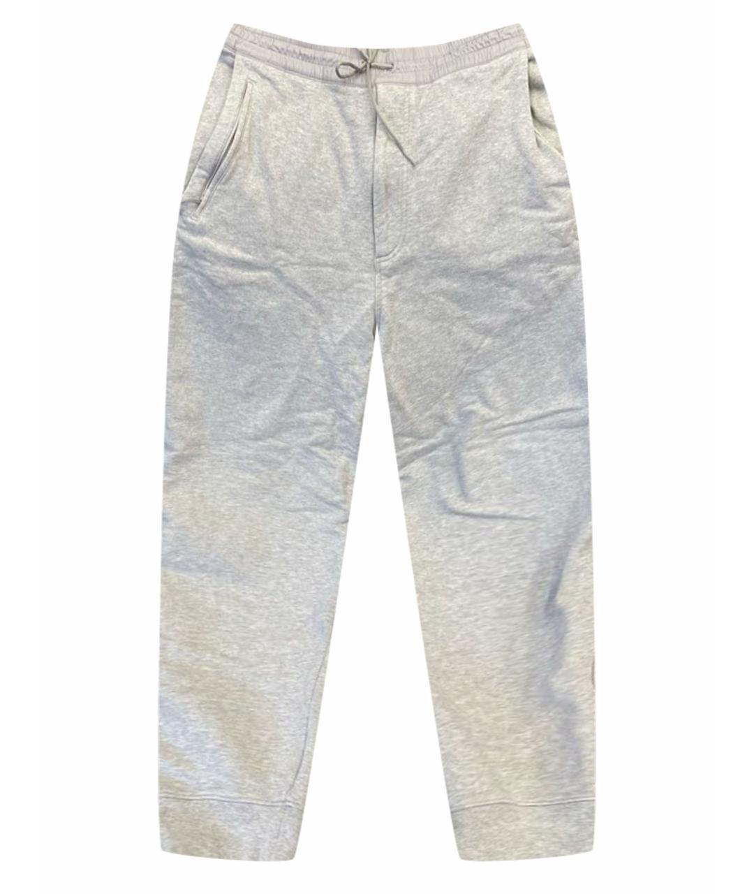 Y-3 Серые хлопко-эластановые повседневные брюки, фото 1