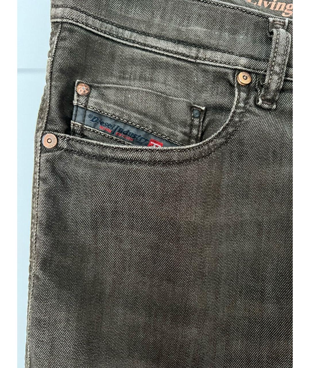DIESEL Коричневые хлопко-полиэстеровые джинсы скинни, фото 4