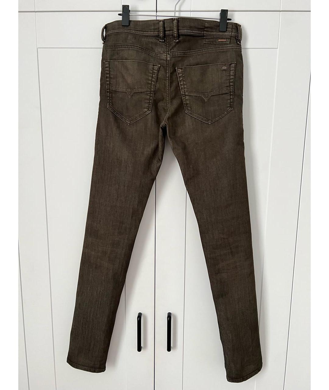 DIESEL Коричневые хлопко-полиэстеровые джинсы скинни, фото 2