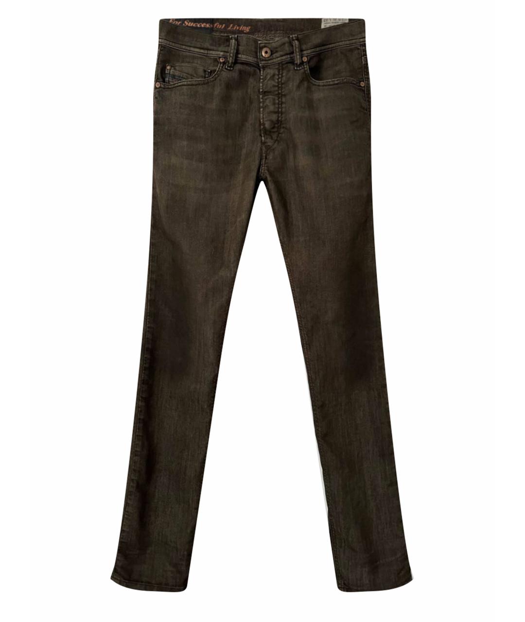 DIESEL Коричневые хлопко-полиэстеровые джинсы скинни, фото 1