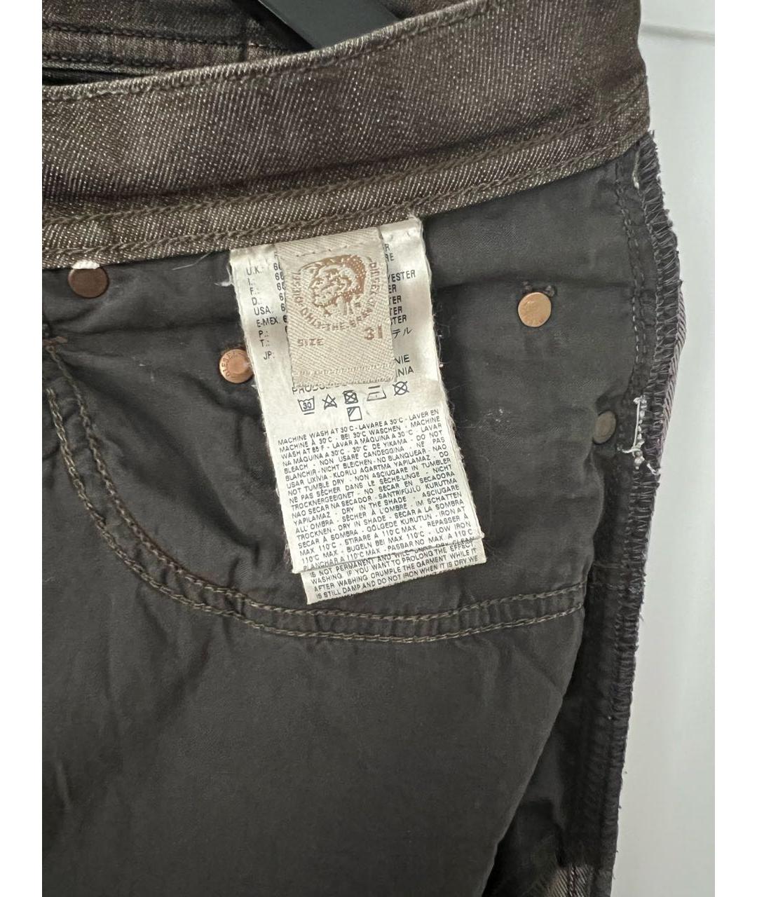 DIESEL Коричневые хлопко-полиэстеровые джинсы скинни, фото 7