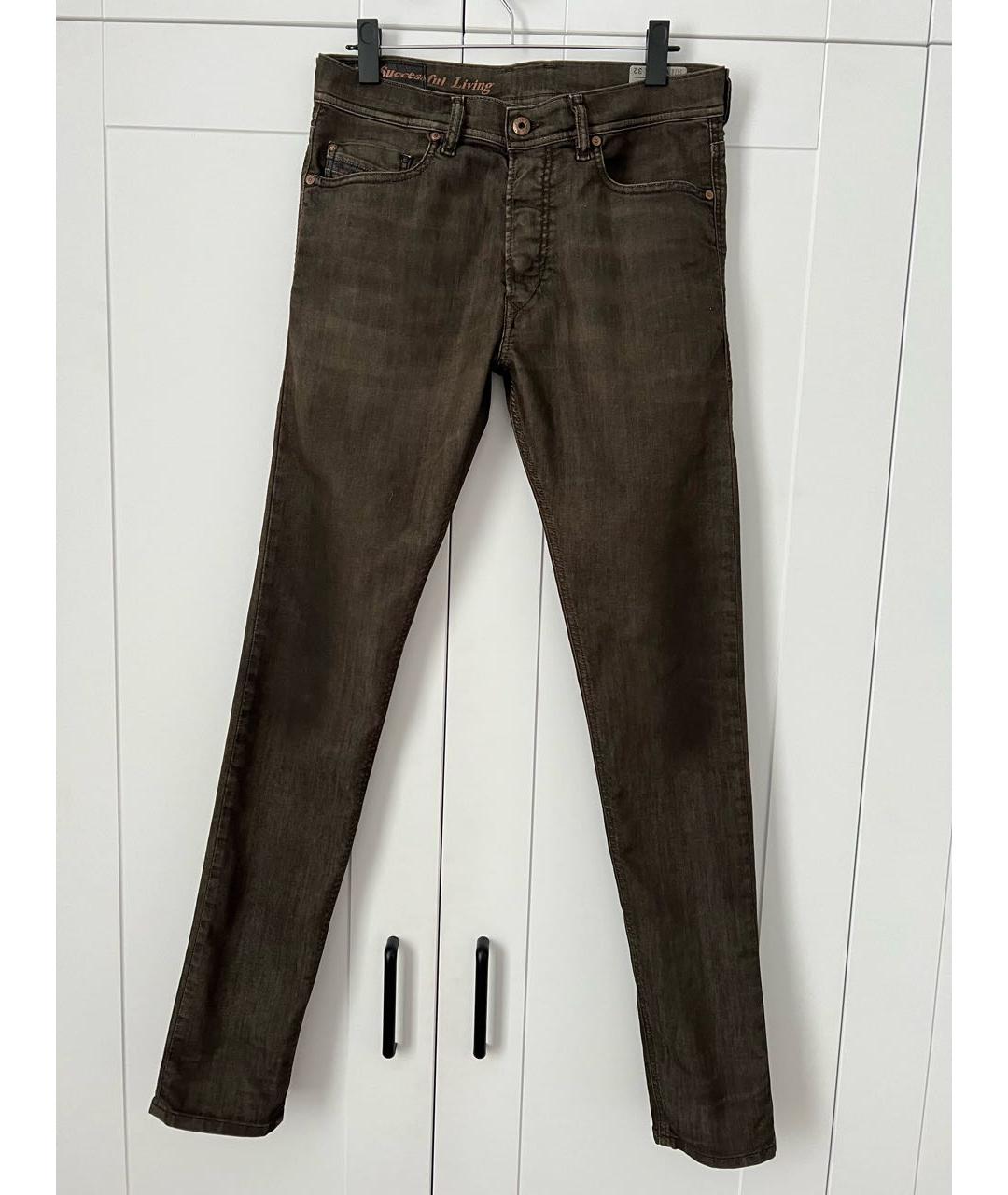 DIESEL Коричневые хлопко-полиэстеровые джинсы скинни, фото 8