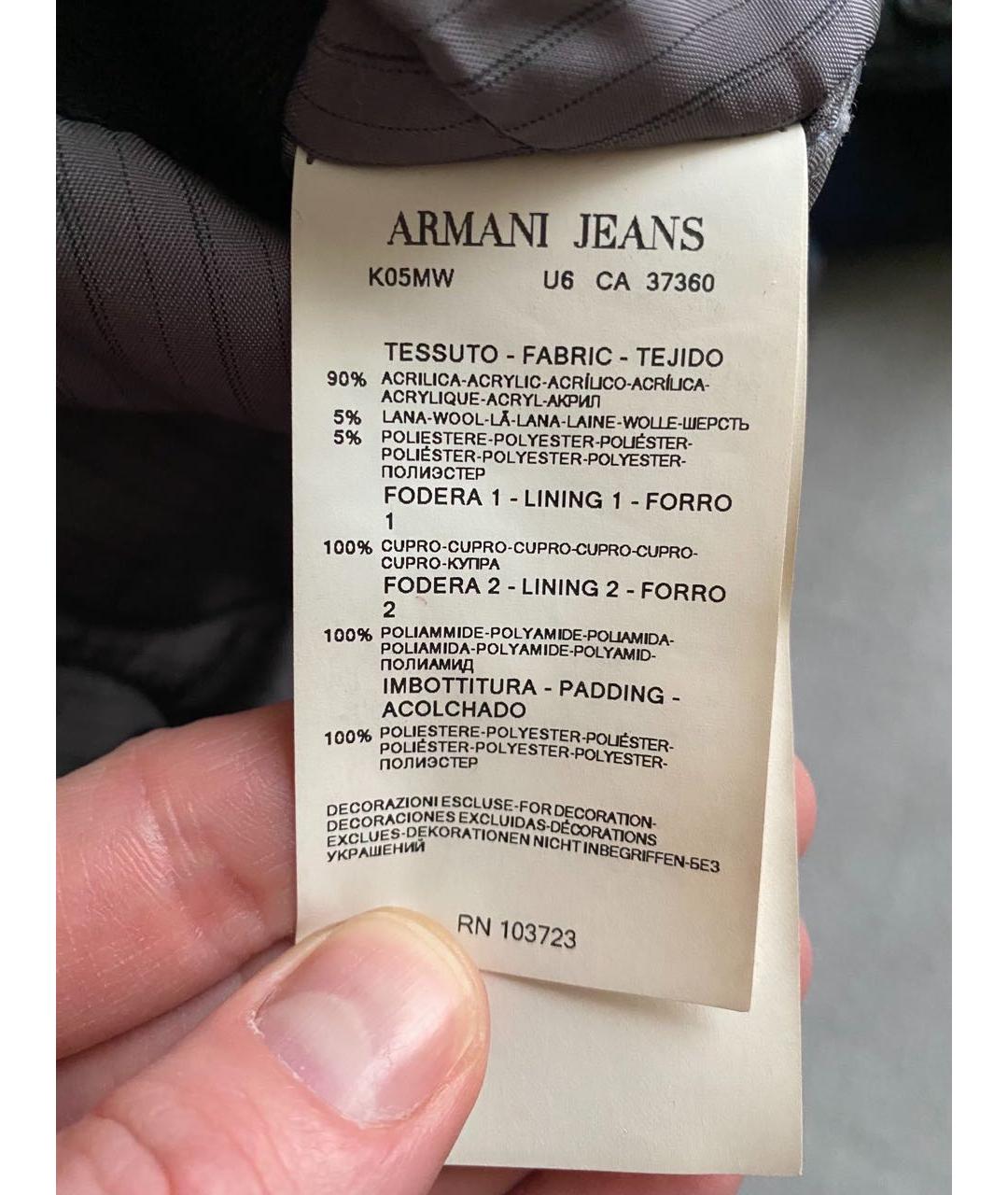 ARMANI JEANS Антрацитовое полиамидовое пальто, фото 3