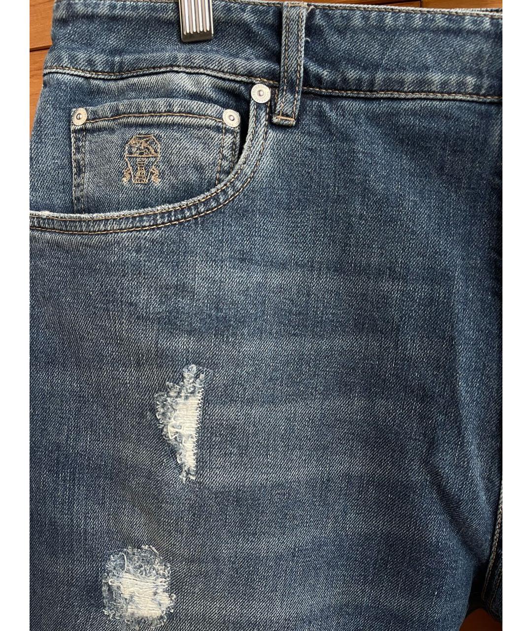 BRUNELLO CUCINELLI Синие хлопковые джинсы скинни, фото 4