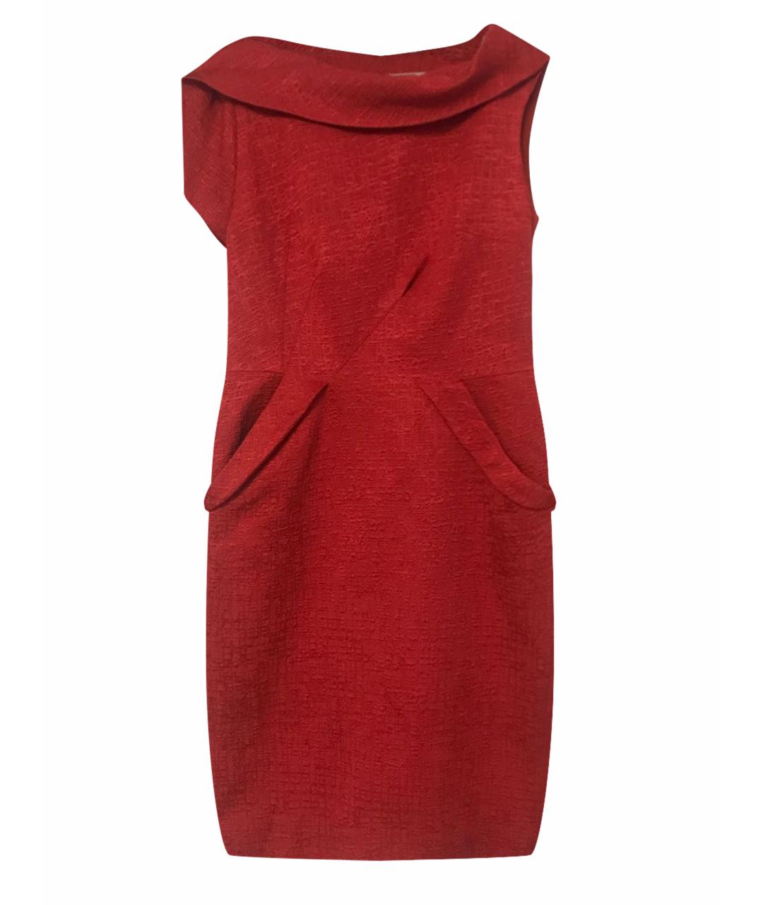 OSCAR DE LA RENTA Красное хлопко-эластановое коктейльное платье, фото 1