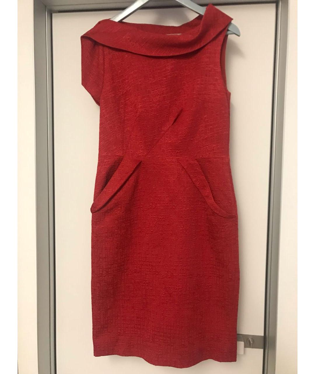 OSCAR DE LA RENTA Красное хлопко-эластановое коктейльное платье, фото 7
