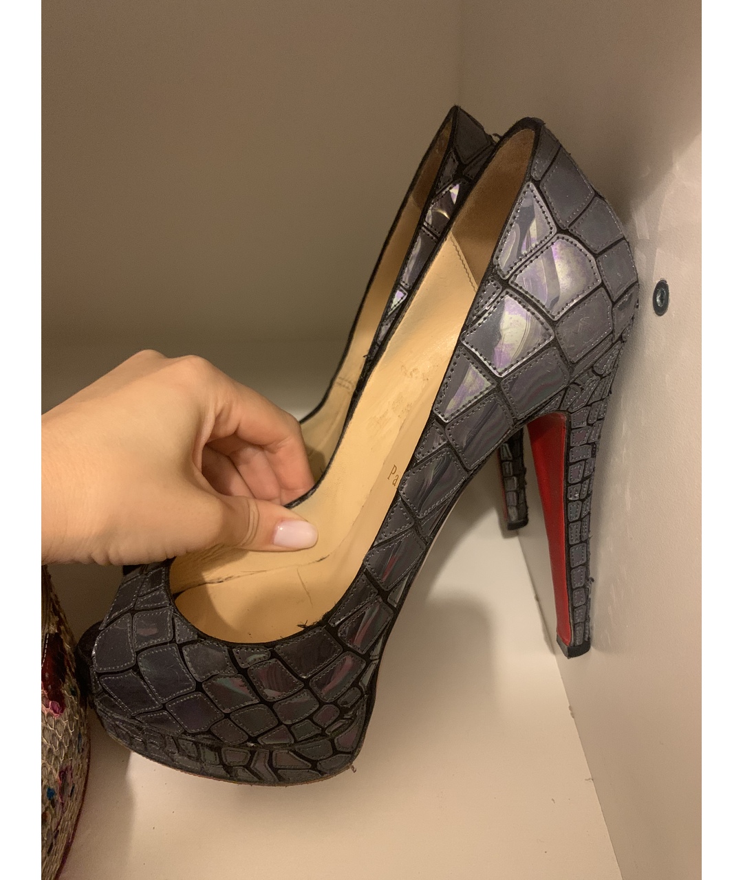 CHRISTIAN LOUBOUTIN Темно-синие кожаные туфли, фото 3