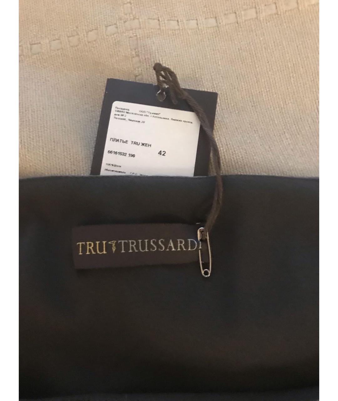 TRUSSARDI Коричневое шелковое коктейльное платье, фото 3