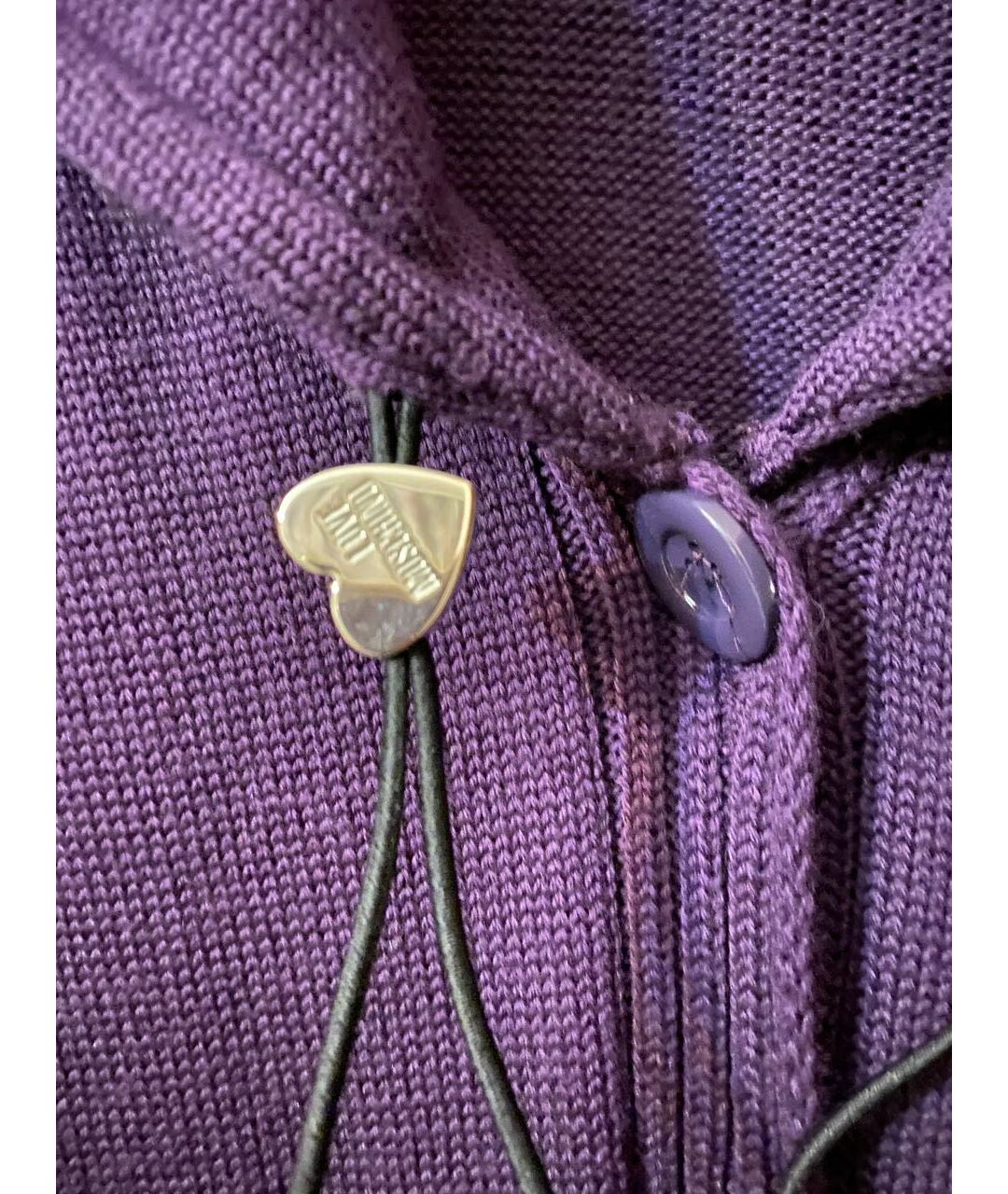 LOVE MOSCHINO Фиолетовый хлопко-эластановый кардиган, фото 4