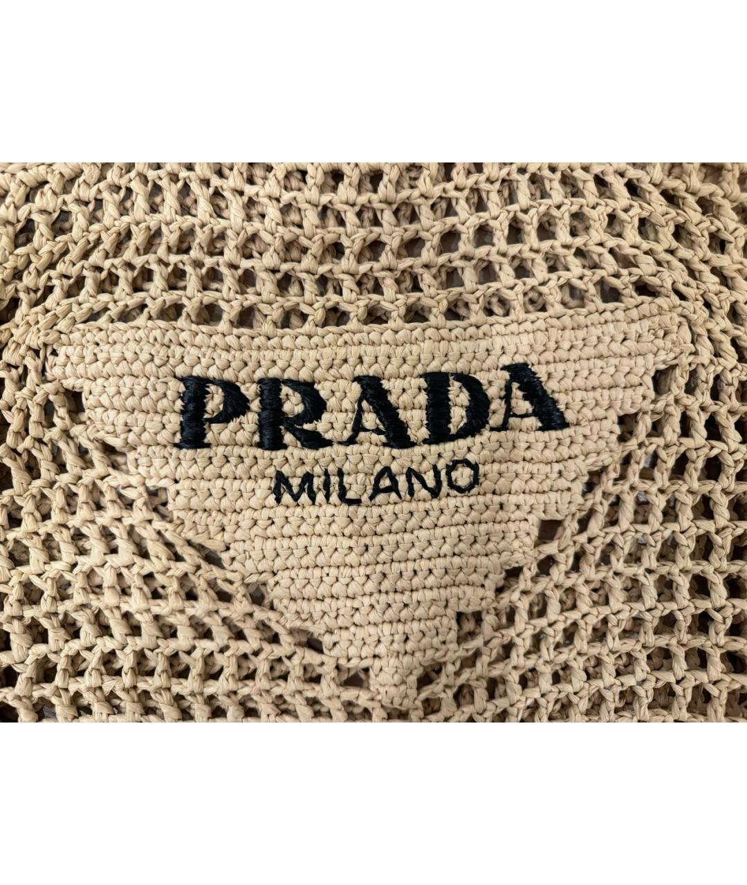 PRADA Бежевая плетеная пляжная сумка, фото 4