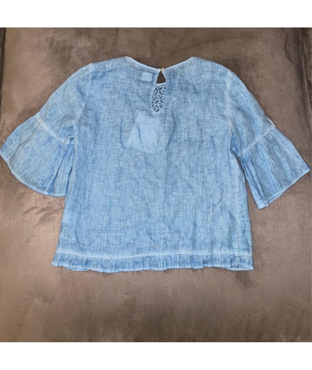 120%LINO Голубая льняная блузы, фото 2