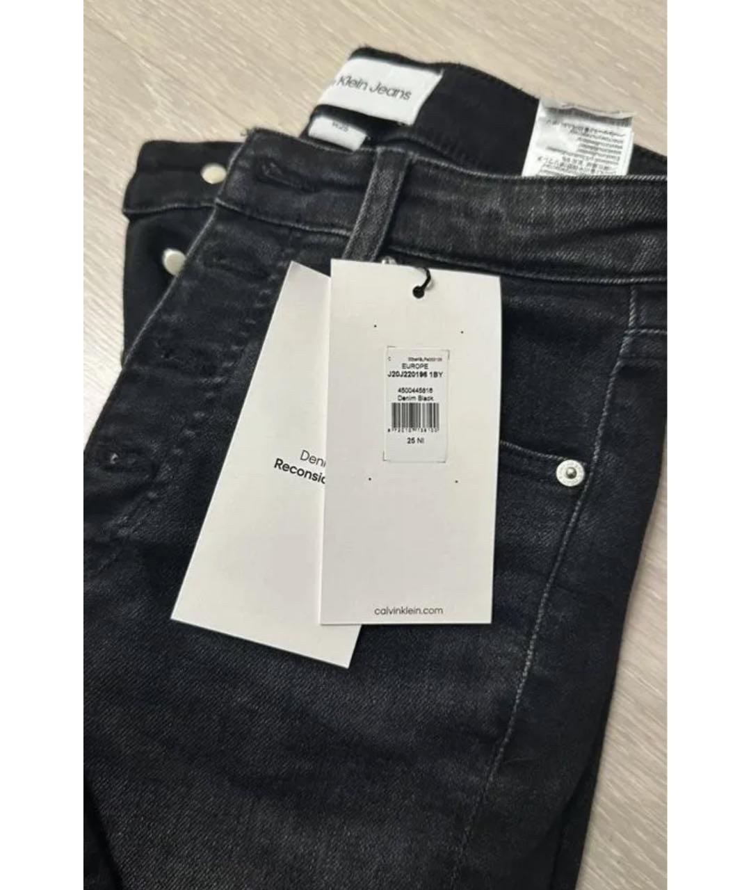 CALVIN KLEIN JEANS Черные хлопко-эластановые джинсы слим, фото 6