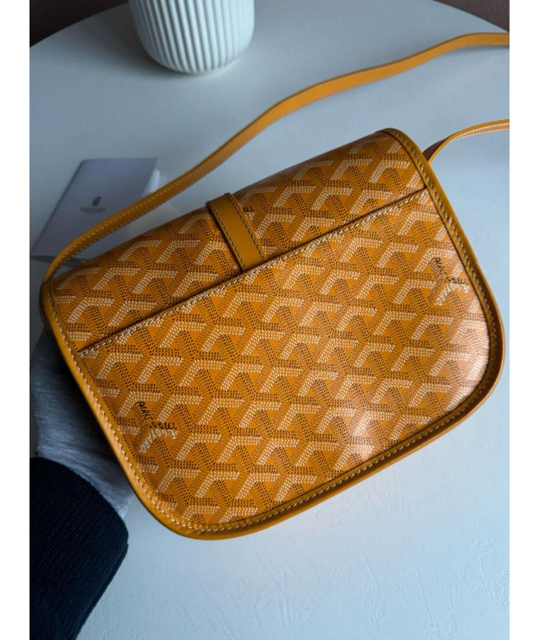 GOYARD Желтая кожаная сумка на плечо, фото 3