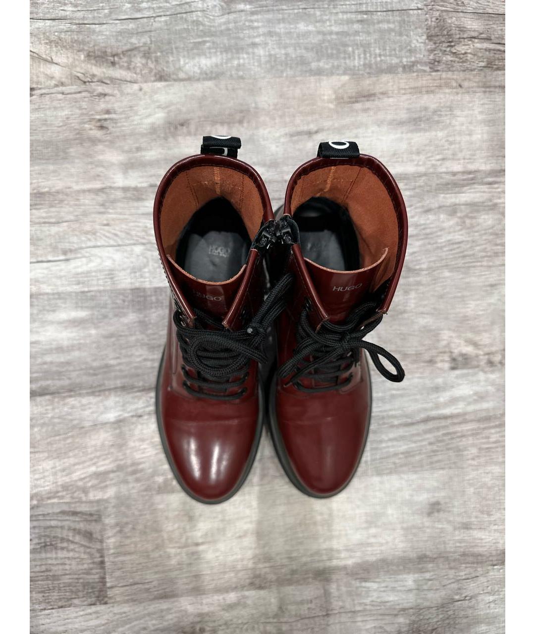 HUGO BOSS Бордовые кожаные ботинки, фото 3