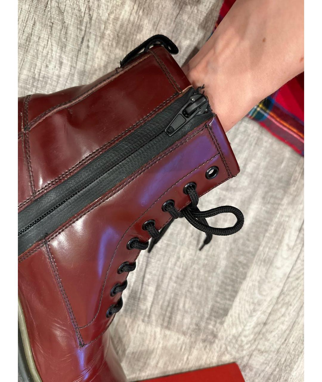 HUGO BOSS Бордовые кожаные ботинки, фото 7