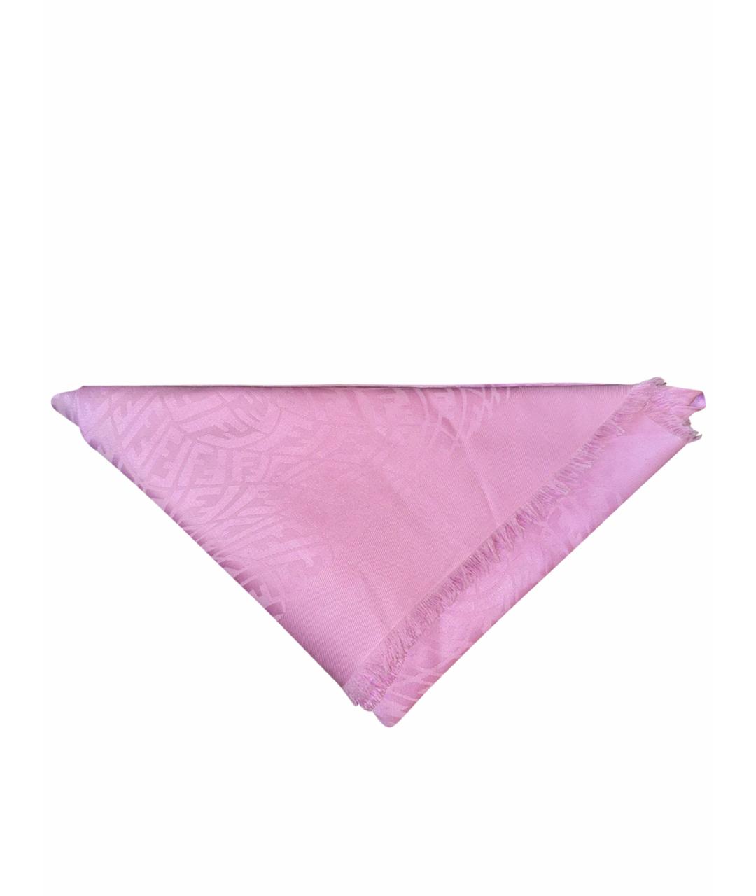 FENDI Розовый шелковый шарф, фото 1