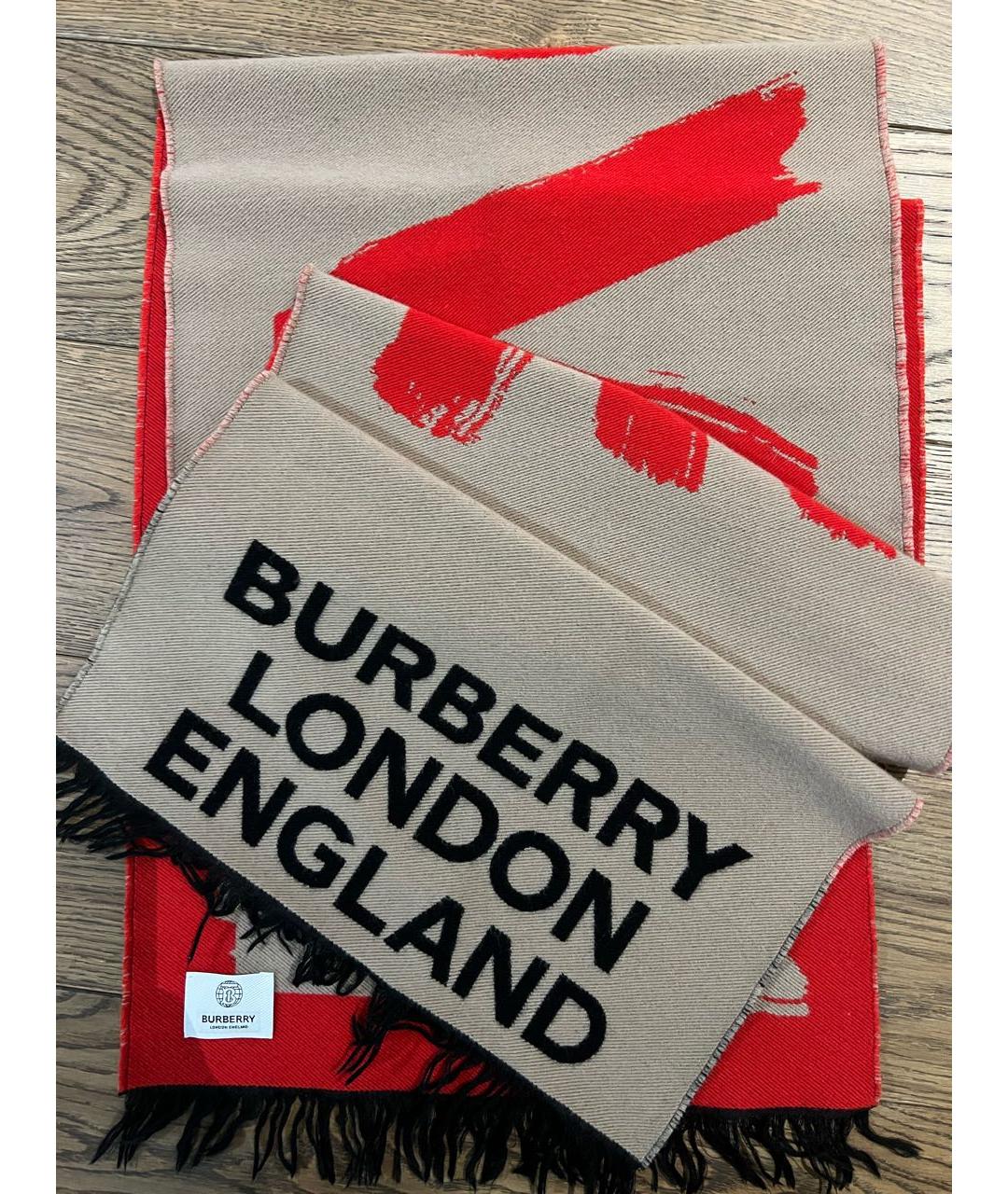 BURBERRY Коричневый шерстяной шарф, фото 5