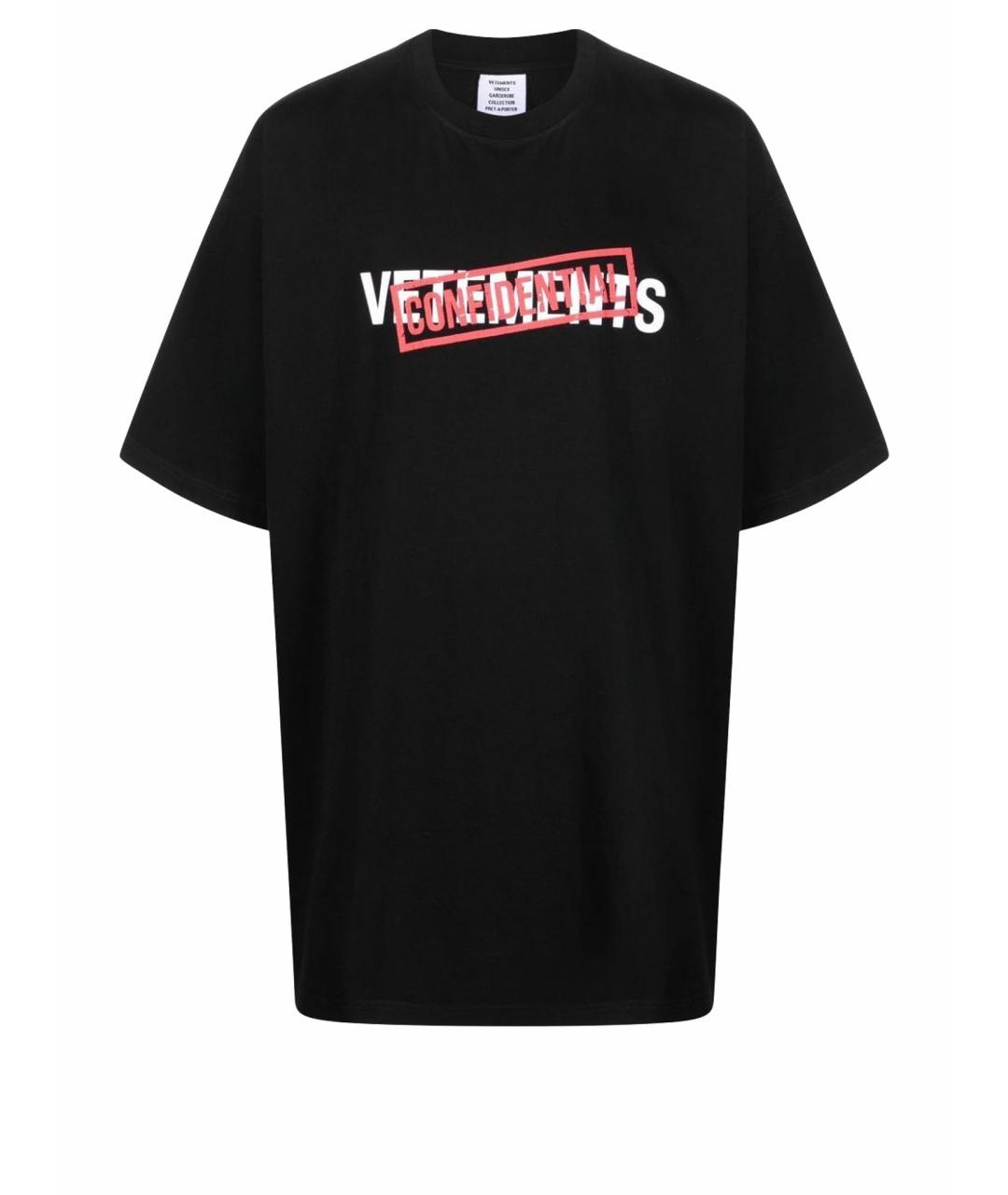 VETEMENTS Черная хлопковая футболка, фото 1