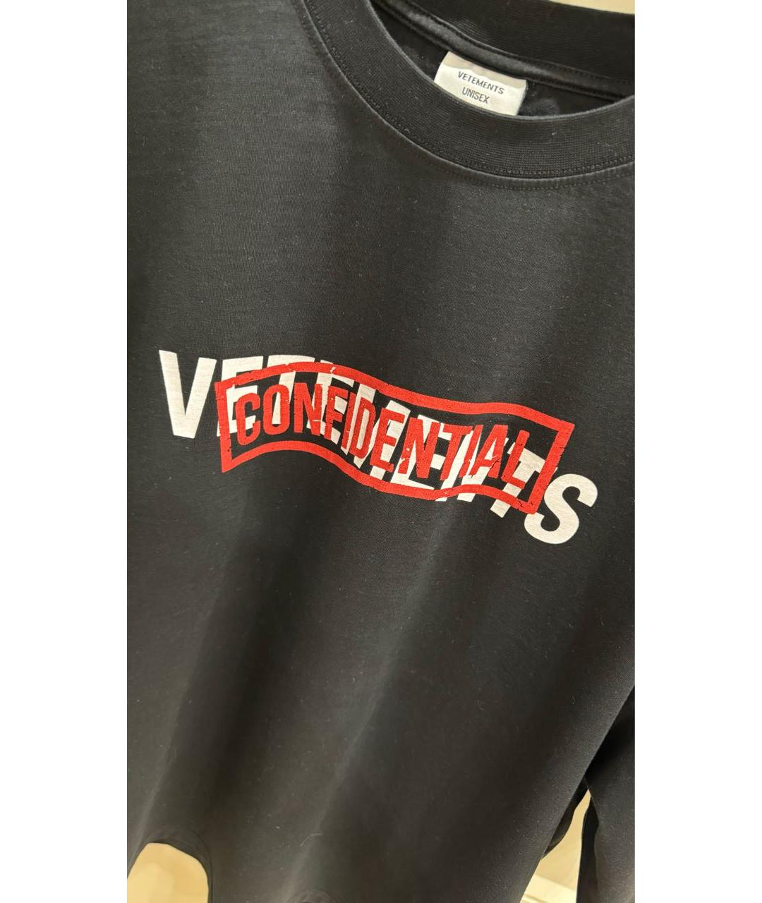 VETEMENTS Черная хлопковая футболка, фото 3