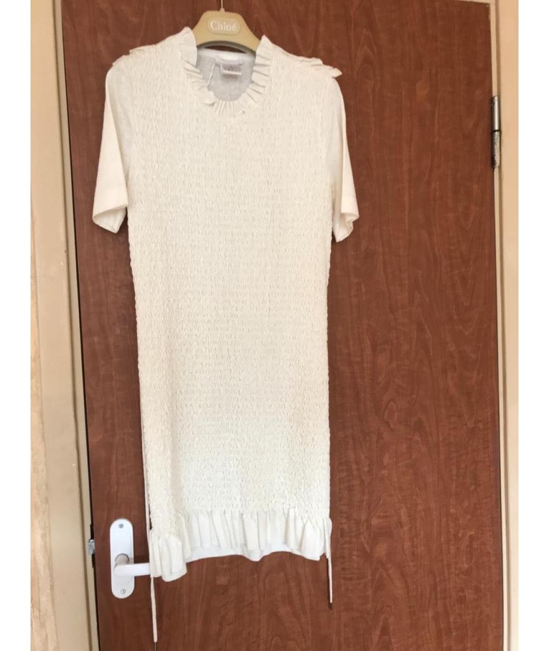 CHLOE Белое хлопковое повседневное платье, фото 5
