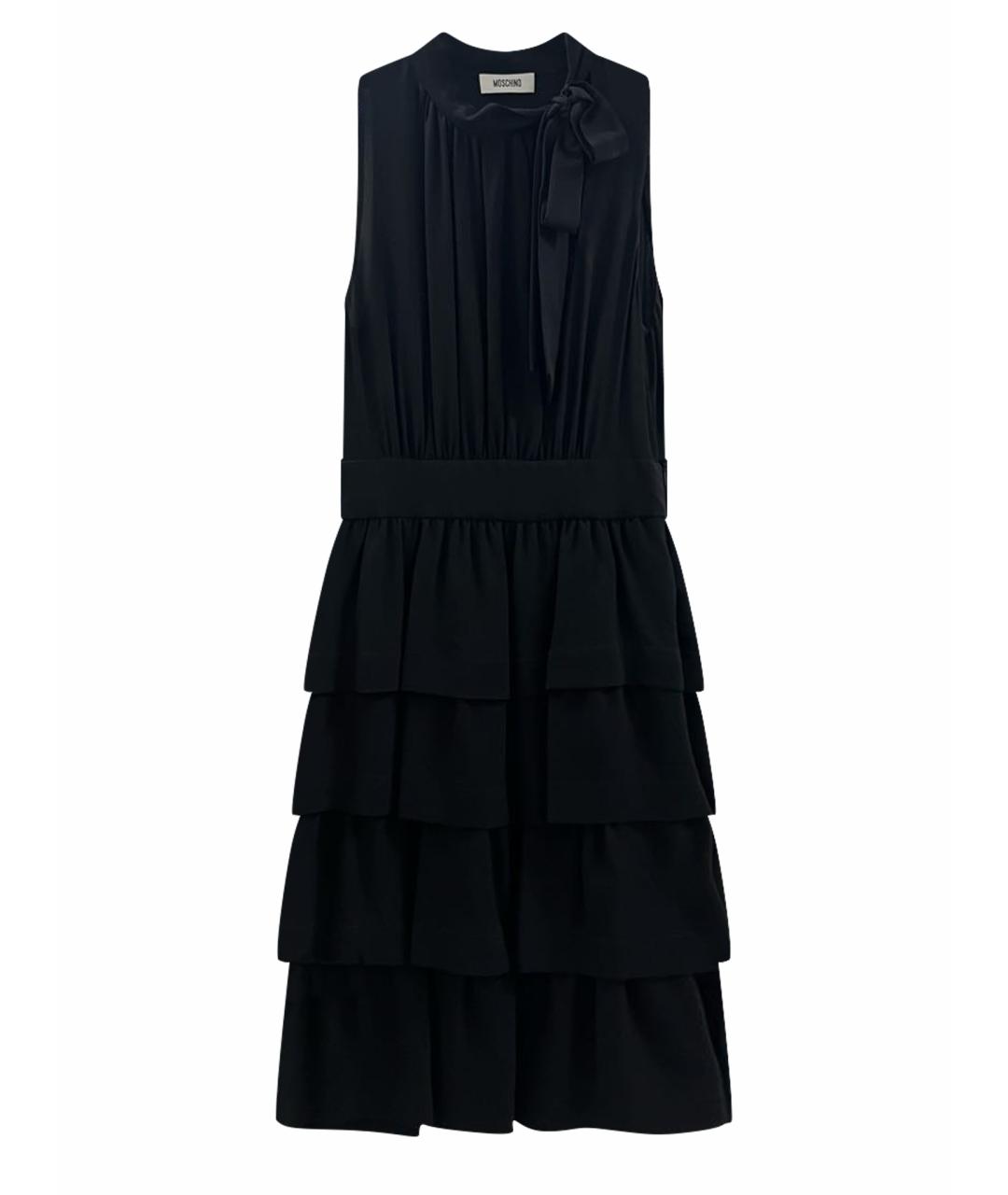 MOSCHINO Черное шелковое повседневное платье, фото 1