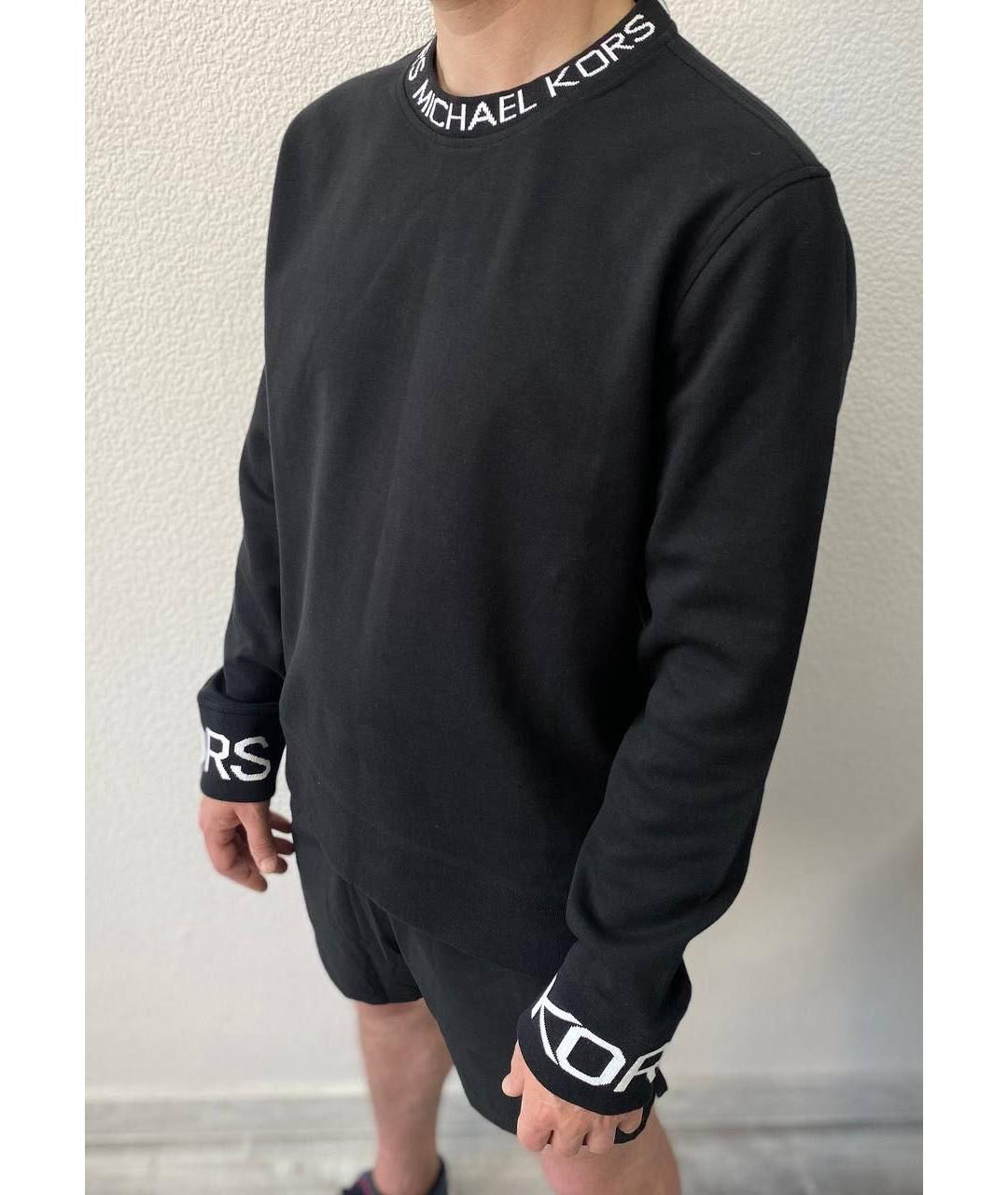 MICHAEL KORS Черный хлопко-эластановый джемпер / свитер, фото 4