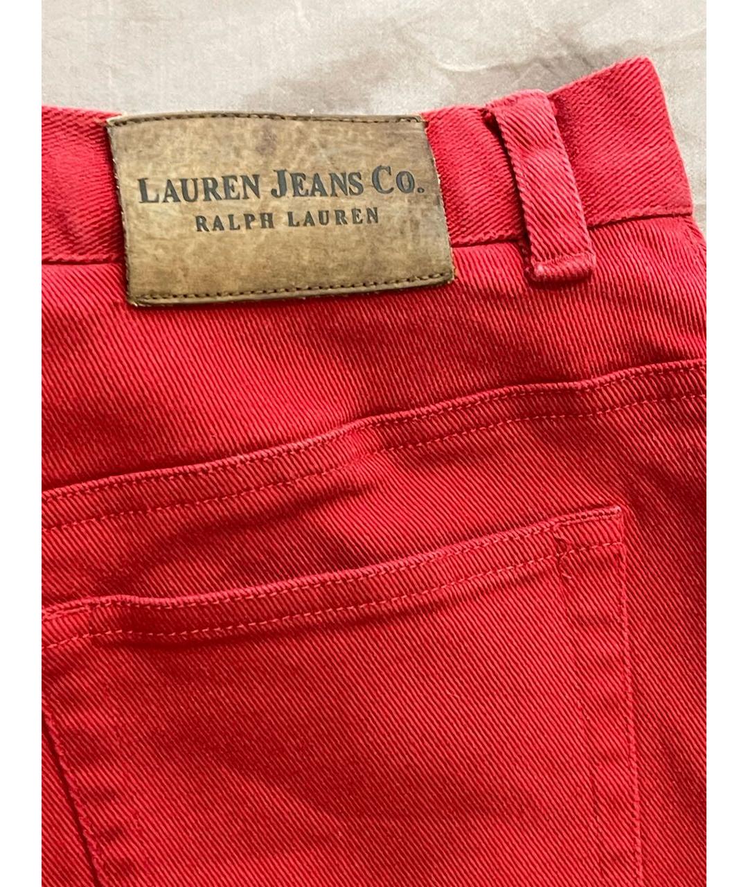 RALPH LAUREN Красные хлопковые прямые джинсы, фото 3