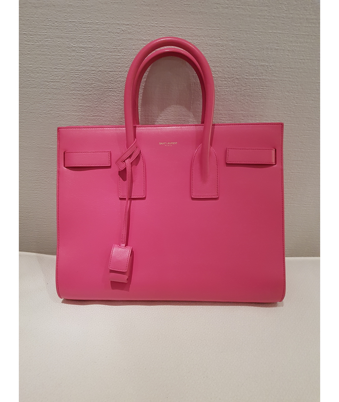 SAINT LAURENT Розовая кожаная сумка тоут, фото 4