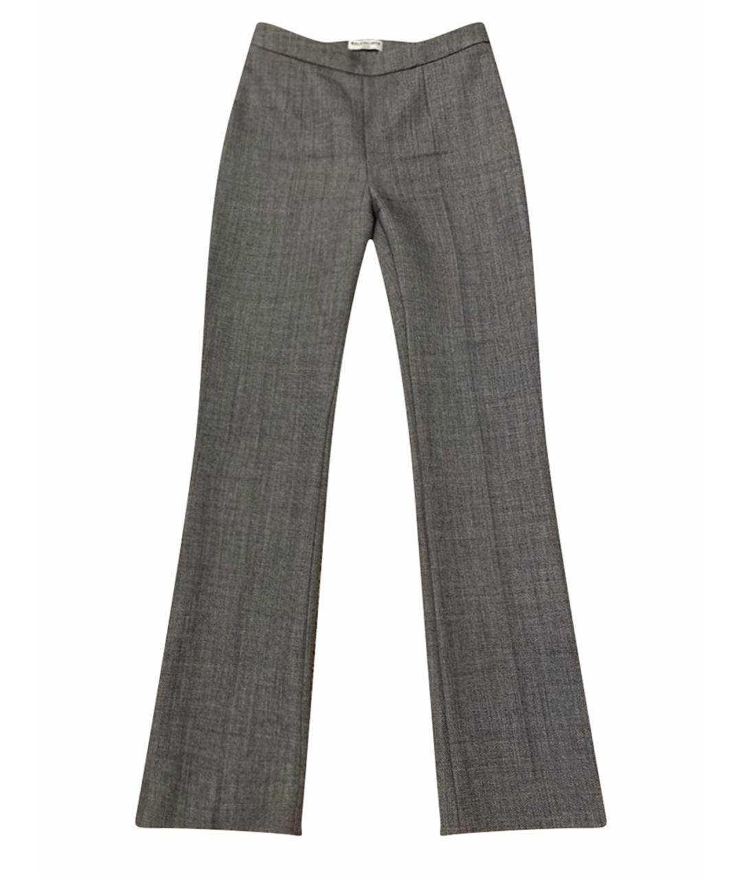 BALENCIAGA Серые шерстяные прямые брюки, фото 1