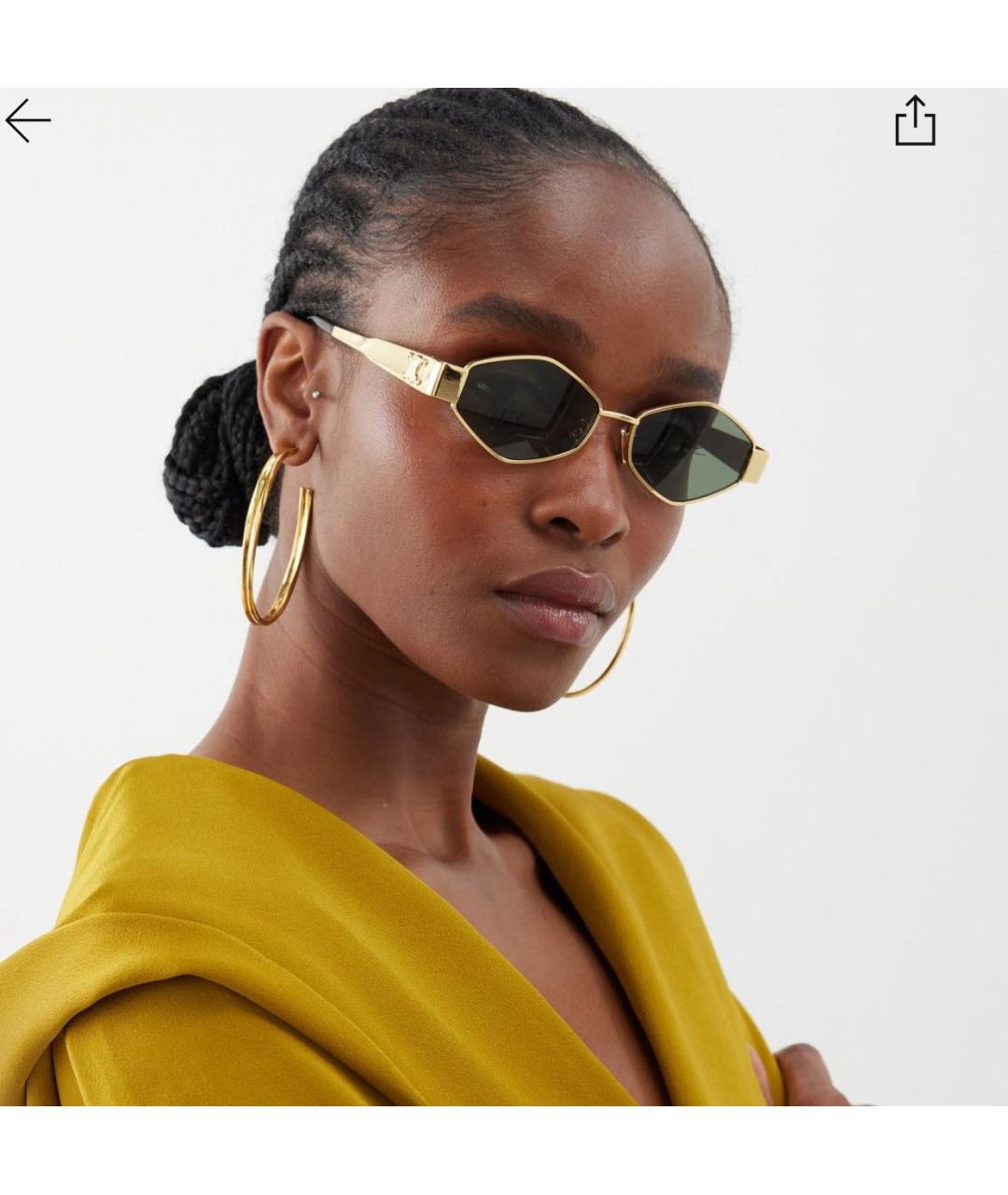 CELINE Золотые металлические солнцезащитные очки, фото 6
