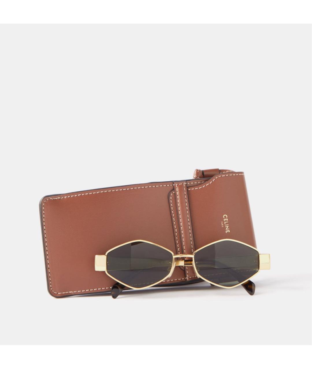 CELINE Золотые металлические солнцезащитные очки, фото 9