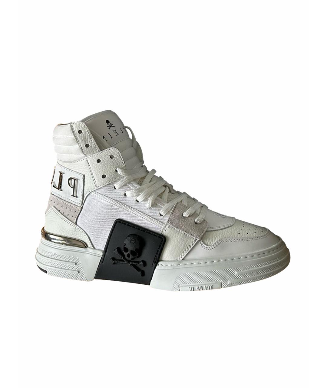 PHILIPP PLEIN Белые кожаные высокие кроссовки / кеды, фото 1