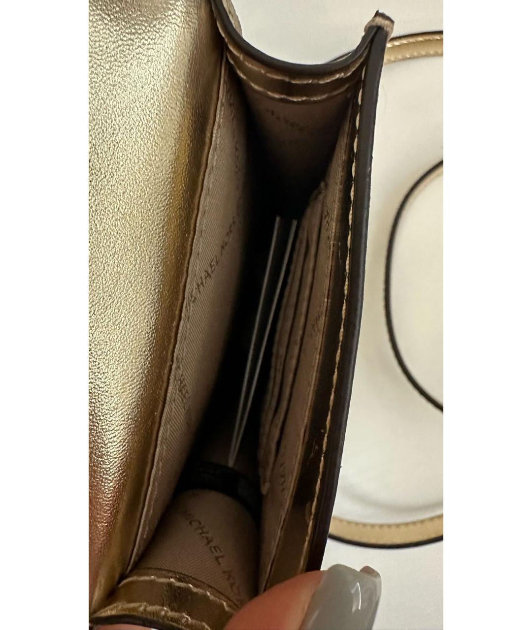 MICHAEL KORS Золотая сумка через плечо из искусственной кожи, фото 5