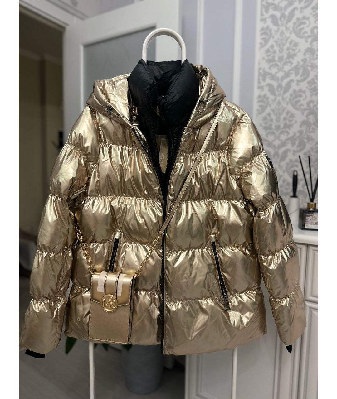 MICHAEL KORS Золотая сумка через плечо из искусственной кожи, фото 8