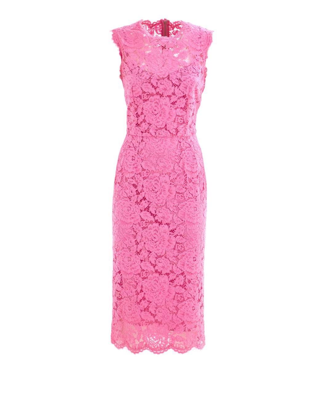DOLCE&GABBANA Розовое кружевное платье, фото 5