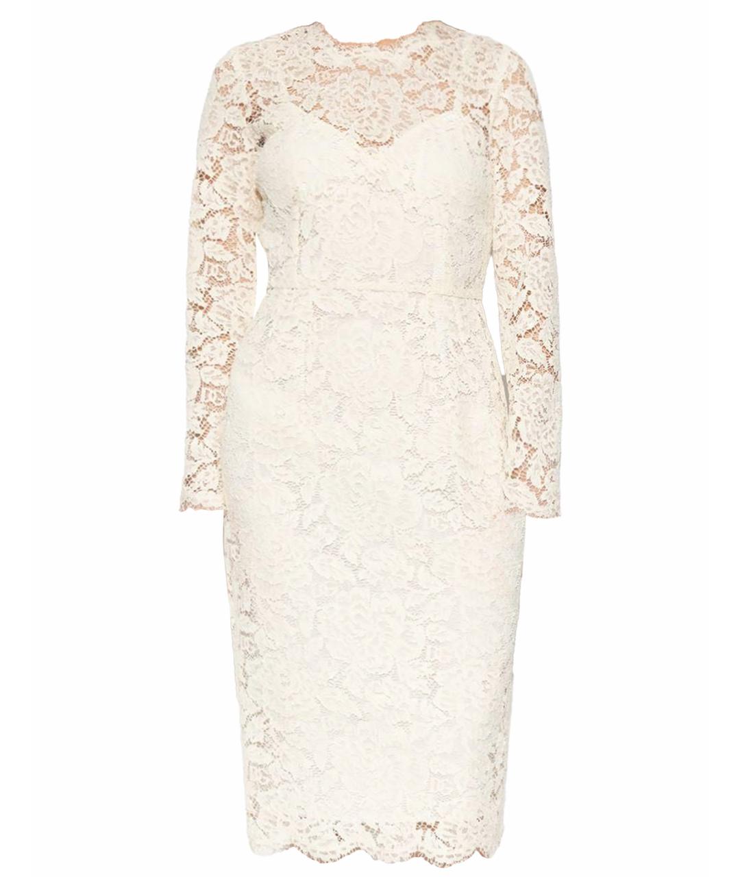 DOLCE&GABBANA Бежевое кружевное платье, фото 1