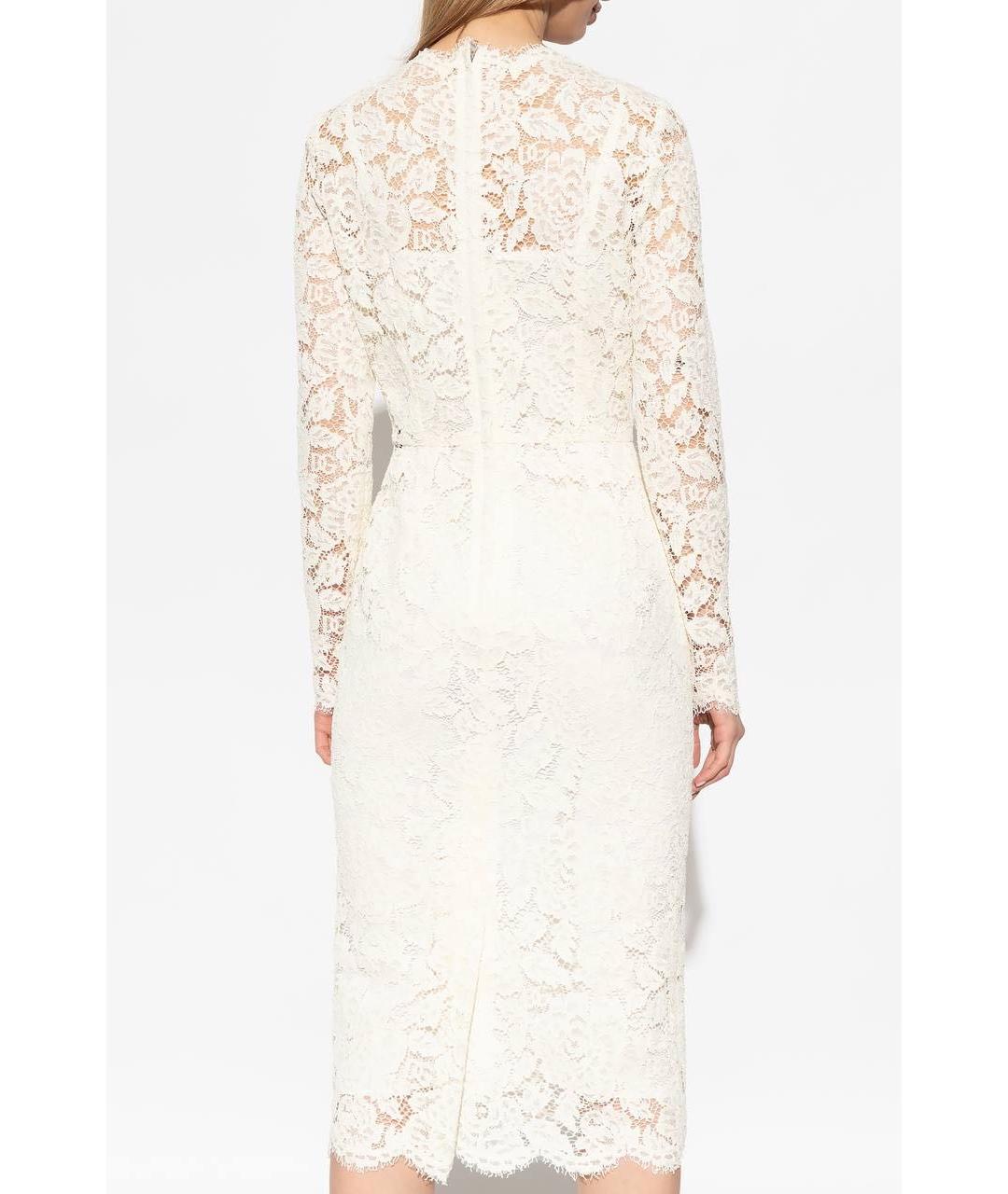 DOLCE&GABBANA Бежевое кружевное платье, фото 2