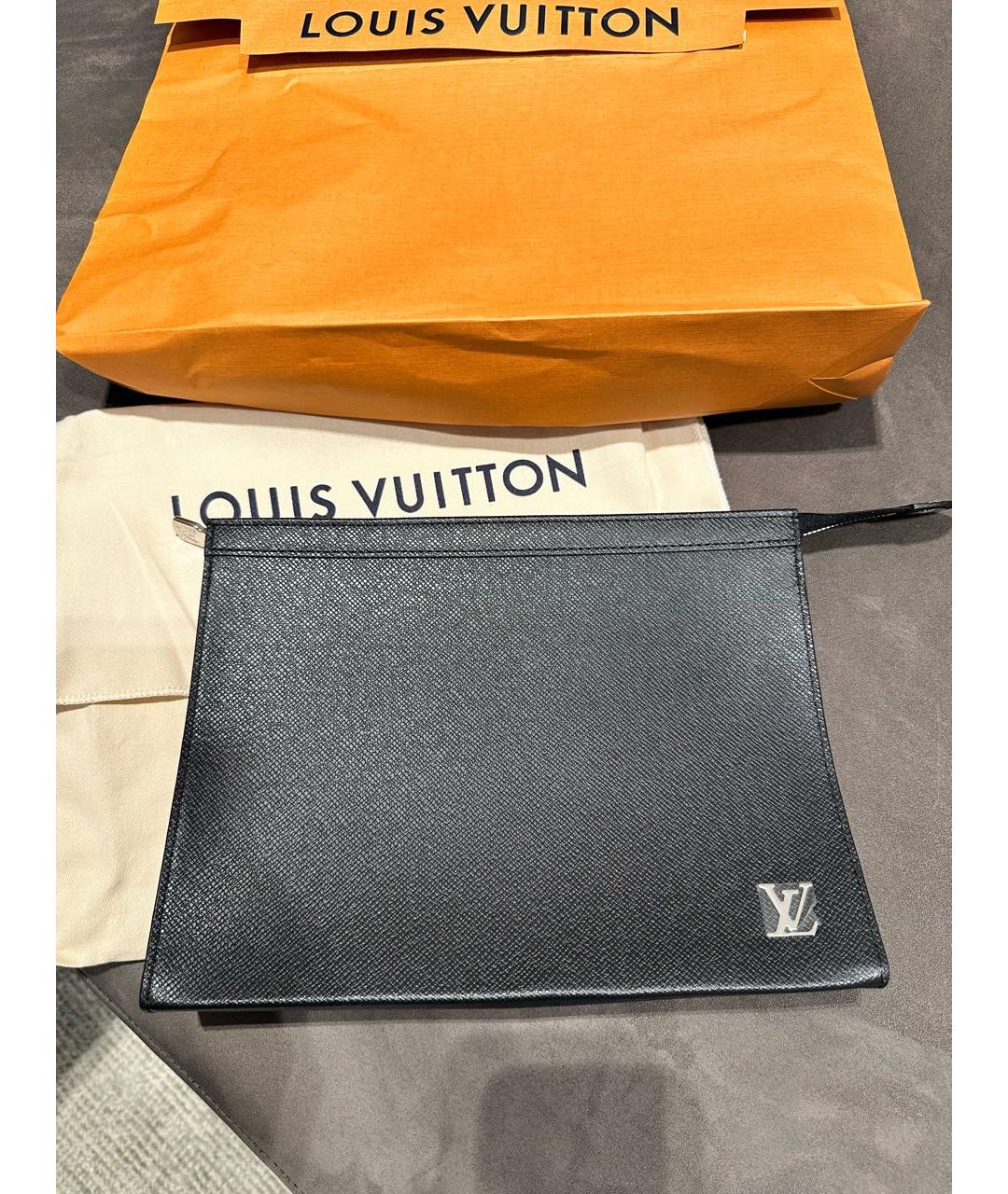 LOUIS VUITTON Черная кожаная папка для документов, фото 6