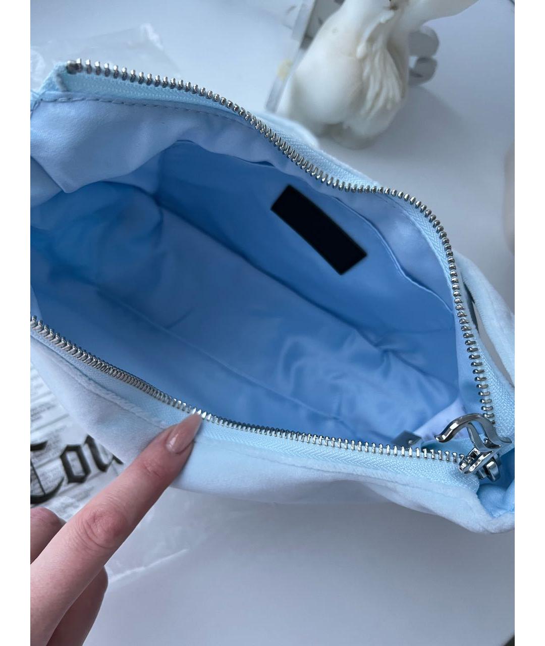 JUICY COUTURE Голубая бархатная сумка с короткими ручками, фото 7